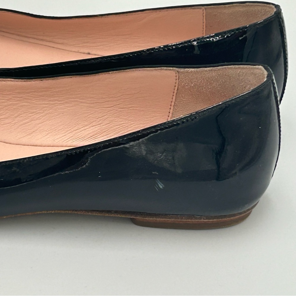 Kate Spade Black Patent Leather Ballet Shoes Sz 6.5 Gold Women’s - Picture 8 of 10